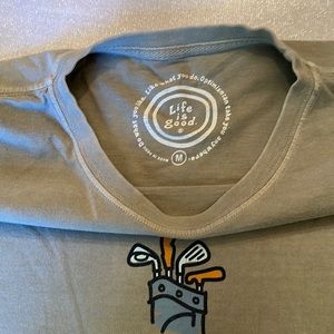 Life is Good Golf Tee “the club scene” Crew Neck T Shirt Green men’s size M (A)